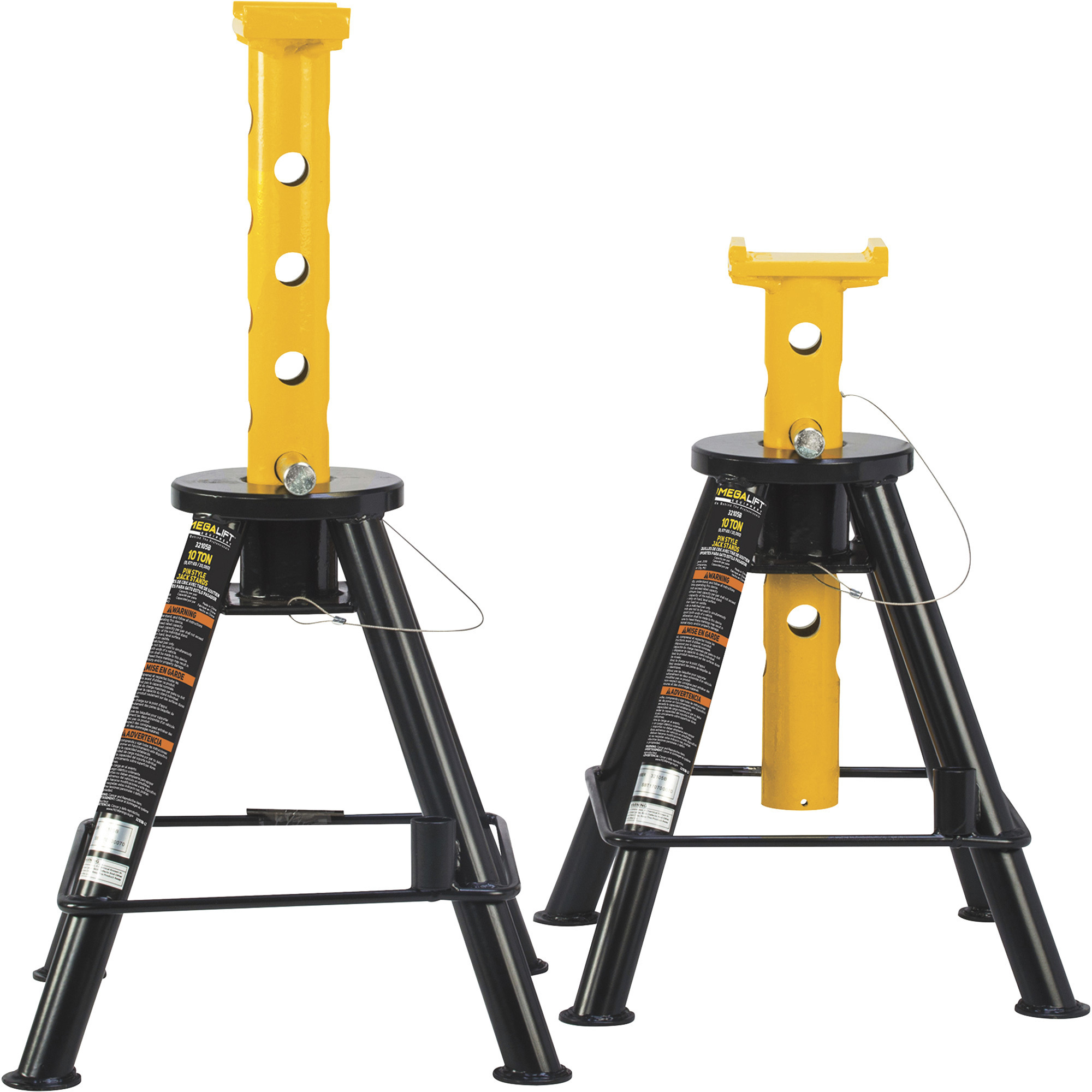 Omega Medium Lift Pin-Style Jack Stands - 10-Ton Total Capacity, Pair, Model# 32105B